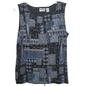 Chico's Travelers Patchwork Shimmer Slinky Knit Tank Top Size 2 Large